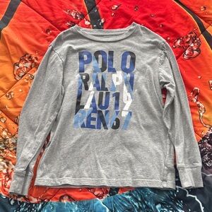 Polo by Ralph Lauren Kids Gray and Blue Graphic Long Sleeve Tee